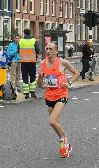 Tijdens de marathon van Amsterdam 2014