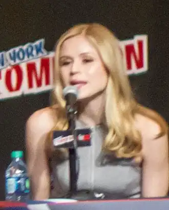 Moriarty in een panel tijdens de New York Comic Con in 2015.