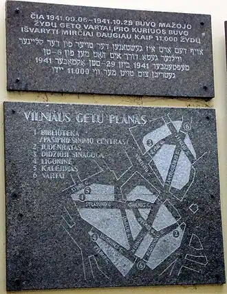 Gedenkplaat in Vilnius.