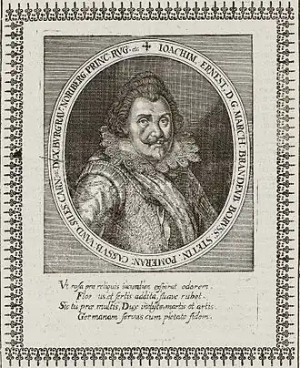 Gravure van markgraaf Joachim Ernst van Brandenburg-Ansbach, 1662.