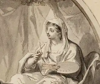 Allegorisch portret van Johanna Koerten (detail) door Arnold Houbraken