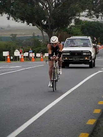 Joanna Lawn tijdens Ironman in Nieuw-Zeeland (2009)
