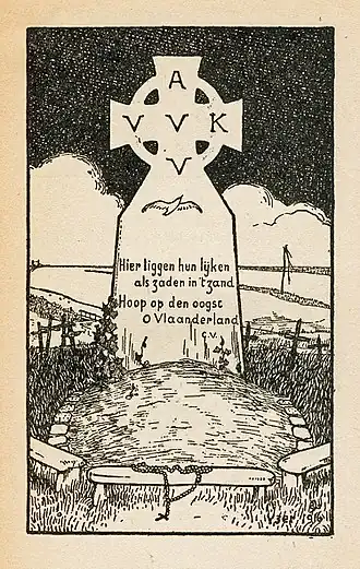 Tekening van een heldenhuldezerk door Joe English