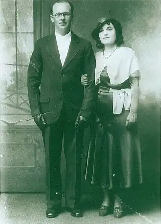 Joe Falcon en Cléoma Breaux op de dag van hun huwelijk (27 april 1932)