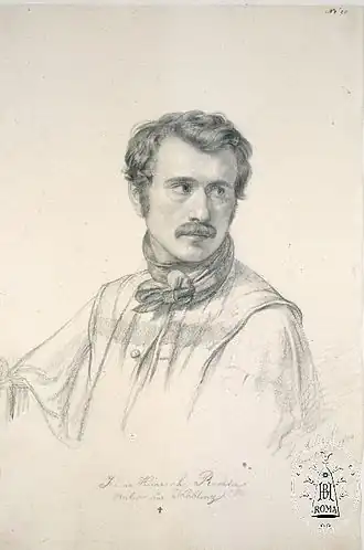 Johann Heinrich Richter getekend door Louis Asher