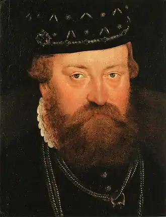 Portret van keurvorst Johan Georg van Brandenburg door Lucas Cranach de Jongere, 1564.