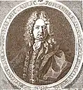 De echte Dr. Eisenbarth op een prent uit 1717