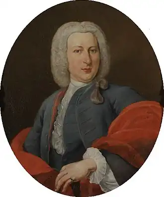 Michiel van Bolhuis afgebeeld door Johannes Antiquus in 1739