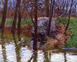 De rivier Epte met Monets atelierboot