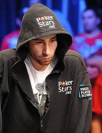 Duhamel tijdens het Main Event van de World Series of Poker 2010