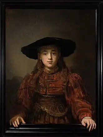 Rembrandt, Jonge vrouw in een schilderijlijst, 1641, Koninklijk Kasteel, Warschau[7]