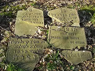 Zwaar beschadigde stenen aan het Mulopad