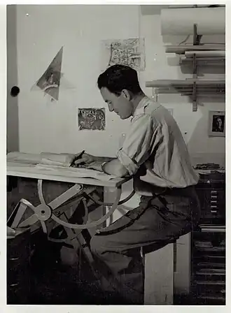 Joost Margry in zijn studentenwoning in Delft, 1950