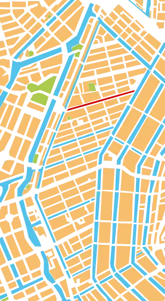 Westerstraat v/h Anjeliersgracht (in het rood)