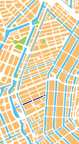 Locatie Lauriergracht (in donkerblauw)