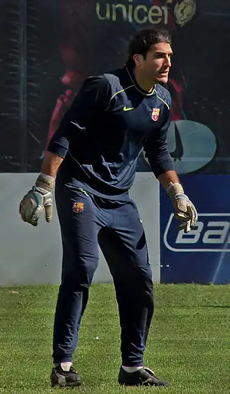 Pinto op een training bij FC Barcelona.