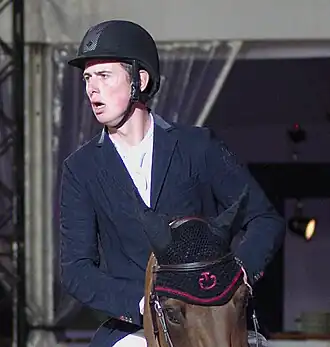 Jos Verlooy jr. met zijn paard Domino tijdens de Longines Global Champions Tour te Lausanne in 2013.