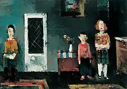 Interieur met drie figuren, voor 1940