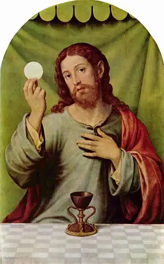 Jezus Christus met de Eucharistie