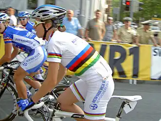 Judith Arndt als wereldkampioene in 2005