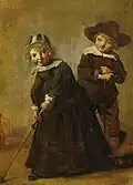 Omgeving van Judith Leyster, Een jongetje en een meisje bij het kolfspel, privécollectie[39]