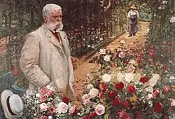 Jules Gravereaux in zijn rosarium in 1900