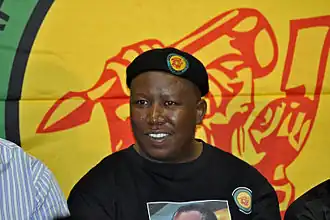 Julius Malema tijdens een persconferentie in september 2011