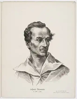 Portret van Słowacki door Barwicki.