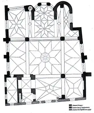 Plattegrond en gewelftekeningen van de Sitn-Albanuskerk