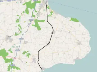Spoorlijn Køge - Fakse op de kaart