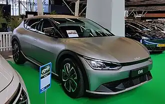 Een KIA EV6 op de Fully Charged Show in 2022