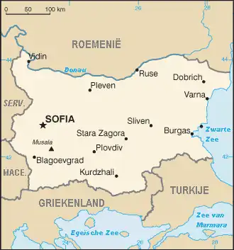 Kaart van Bulgarije