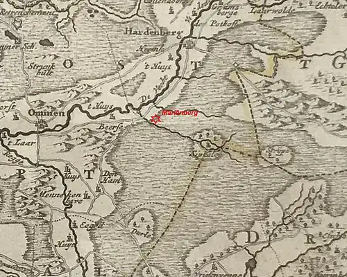 Mariënberg op een kaart uit 1700