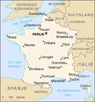 Kaart van Frankrijk