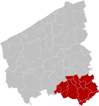 Kaart van Regio Zuid-West-Vlaanderen
