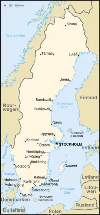 Kaart van Zweden