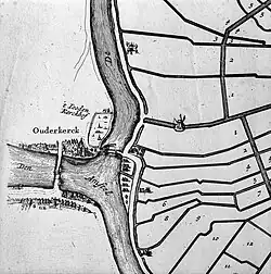 Kaart eind 17e eeuw, detail, in Algemeen Rijksarchief 's-Gravenhage