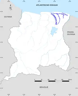 Kaart van Commewijne Rivier