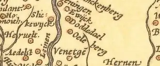 Kaart uit 1550 met vermelding van ‘Oeleberg’