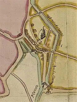 Spijkenisse in 1617; NB noorden is rechtsonder