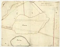 Kaart van de ontginning van de Sappemeerster venen (ca. 1620).