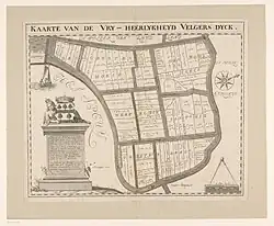 Kaart Velgersdijk / Kouter, 1641