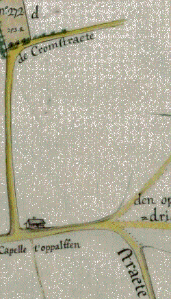 Uittreksel uit het kaartboek van de Clarissen uit 1750 (zuiden bovenaan)