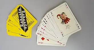 Kaartspel verdeeld als reclame voor wasmachines van het merk Robusta