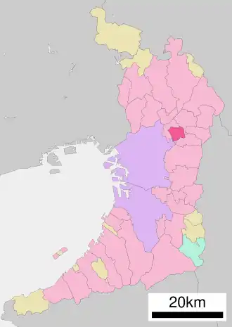 Situering van Kadoma in de prefectuur Osaka