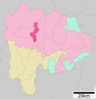 Situering van Kai in de prefectuur Yamanashi