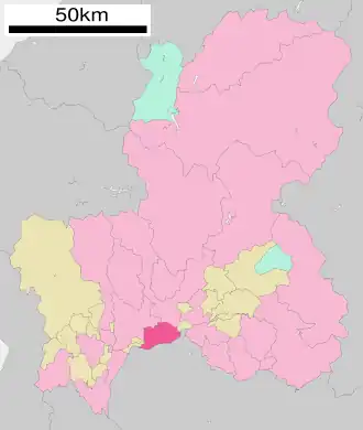 Situering van Kakamigahara in de prefectuur Gifu