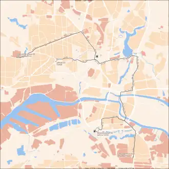 Netwerkkaart van de Tram van Kaliningrad