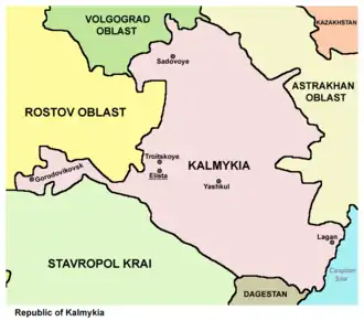 Kaart van Republiek Kalmukkië