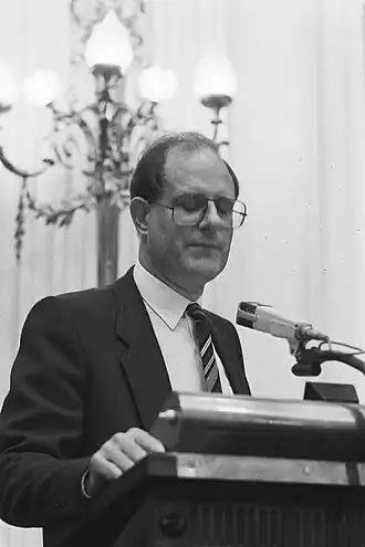 Piet Stoffelen tijdens een debat in de Tweede Kamer.